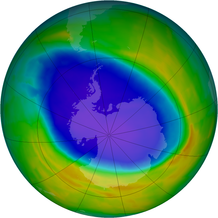 Antarctic ozone map for 08 October 2013